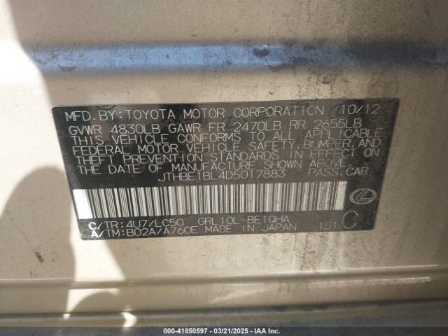 2013 LEXUS GS 350 JTHBE1BL4D5017883 Photo 8