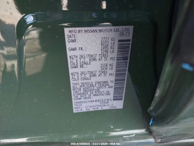 1N6ED1EJ3RN603295 Nissan Frontier Pro-x 4x2