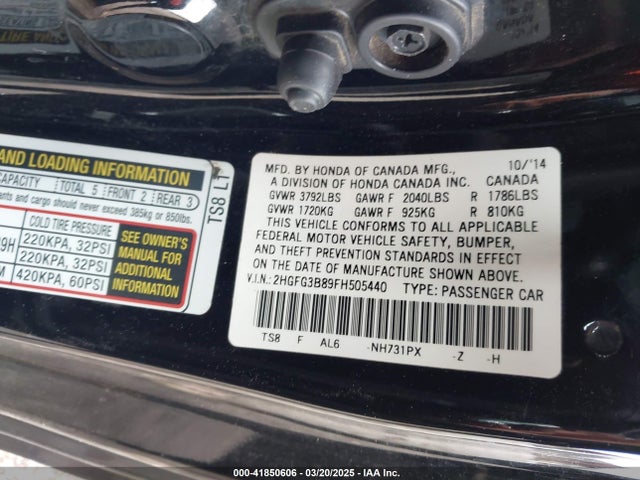 2HGFG3B89FH505440 Honda CIVIC EX