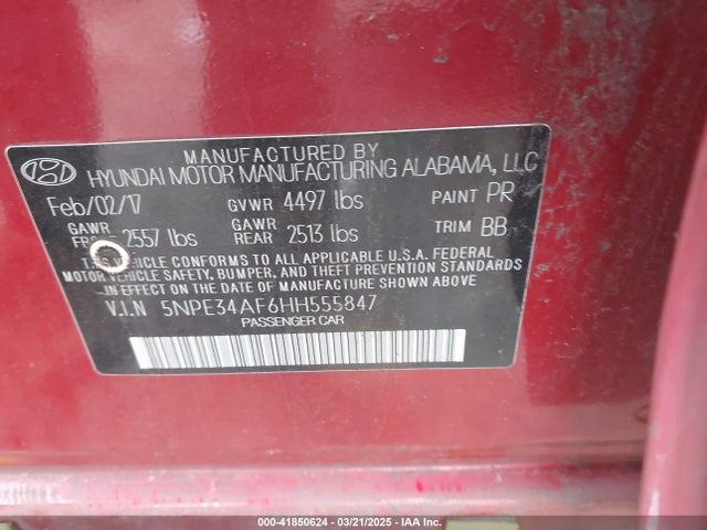 5NPE34AF6HH555847 Hyundai Sonata Sport