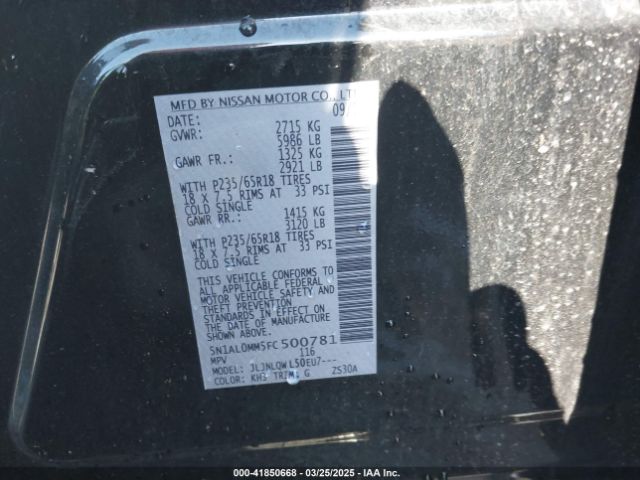 5N1AL0MM5FC500781 Infiniti QX60