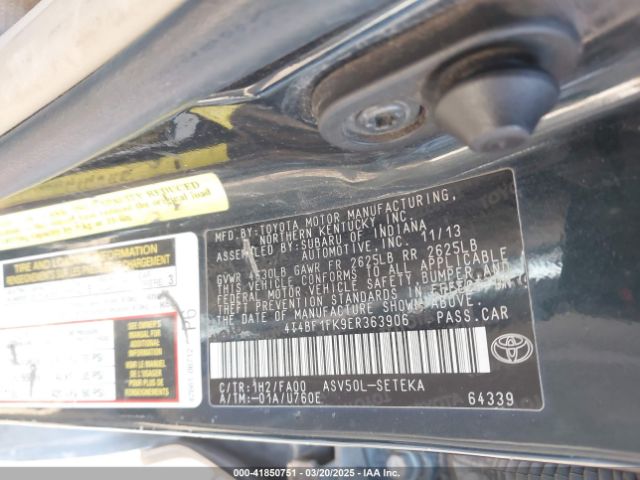 4T4BF1FK9ER363906 Toyota CAMRY L