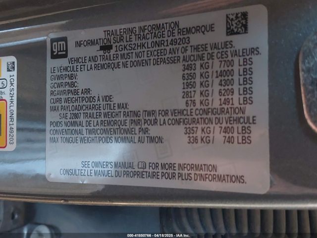 2022 GMC YUKON XL 1GKS2HKL0NR149203 Photo 8