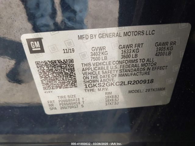 1GKS2GKC2LR200918 GMC Yukon Xl 4wd Slt