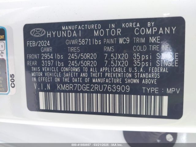 KM8R7DGE2RU763909 Hyundai Palisade Calligraphy Night Edition