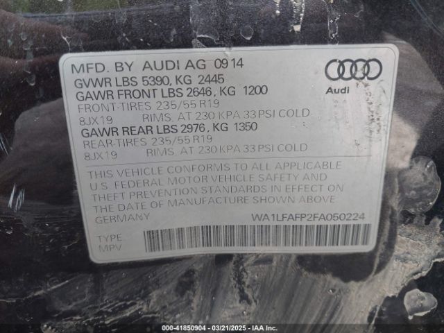 WA1LFAFP2FA050224 Audi Q5 2.0t Premium