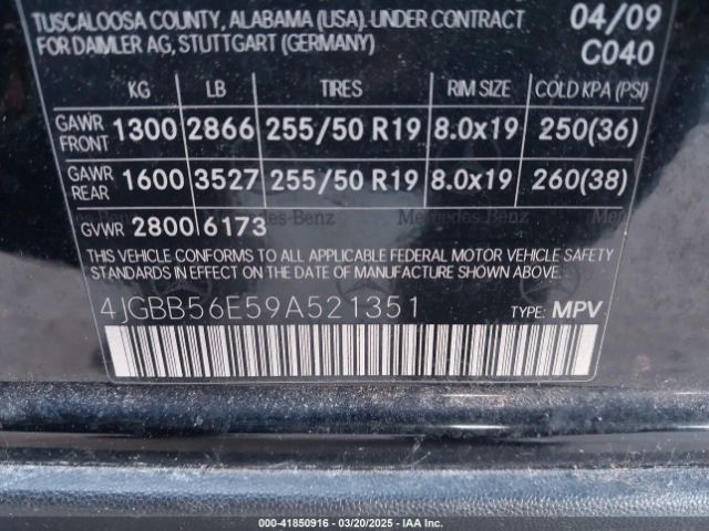 2009 MERCEDES-BENZ ML 350 4JGBB56E59A521351 Photo 8