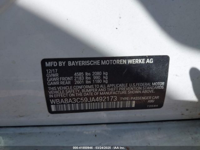 WBA8A3C59JA492173 BMW 320i Xdrive