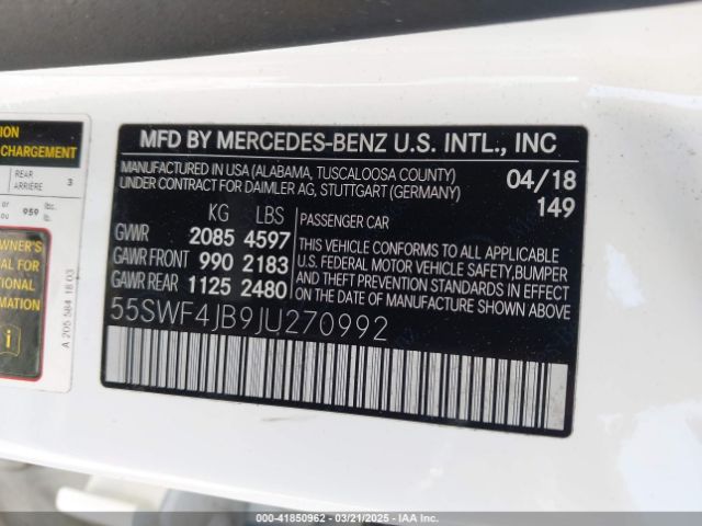 55SWF4JB9JU270992 Mercedes-Benz C 300