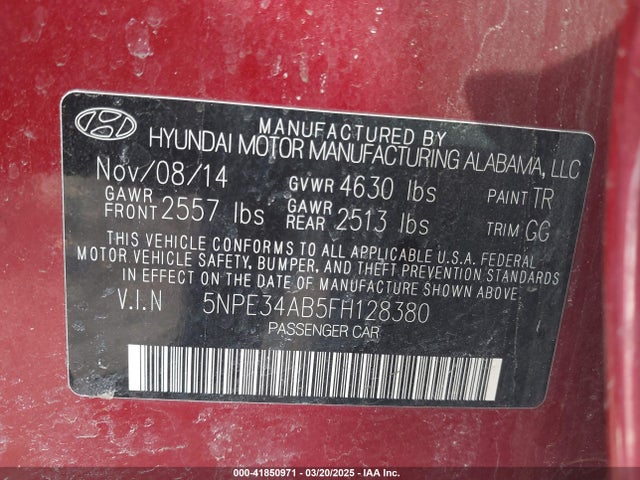 5NPE34AB5FH128380 Hyundai Sonata Limited 2.0t