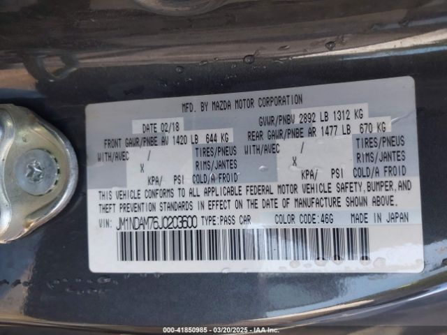 JM1NDAM76J0203600 Mazda Mx-5 Miata Rf Grand Touring
