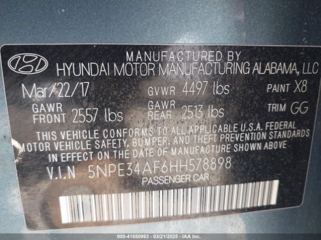 5NPE34AF6HH578898 Hyundai Sonata Sport
