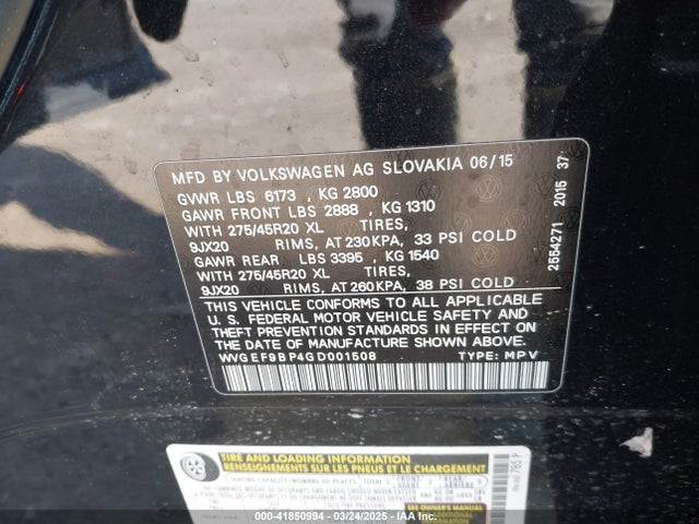 WVGEF9BP4GD001508 Volkswagen Touareg Vr6 Executive