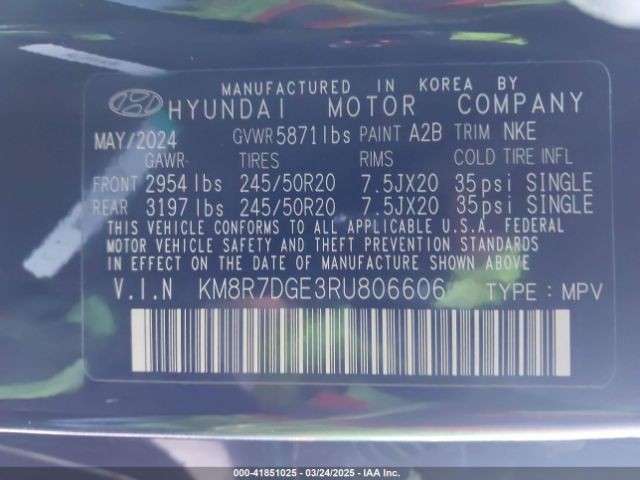 KM8R7DGE3RU806606 Hyundai gdi lambda ii