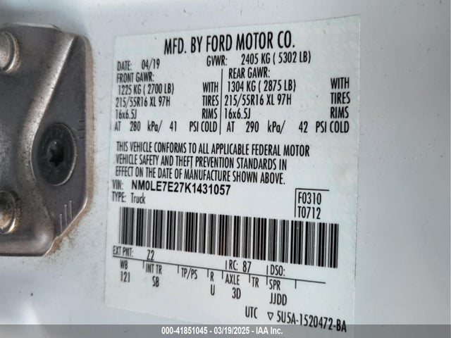NM0LE7E27K1431057 Ford Transit Connect Xl