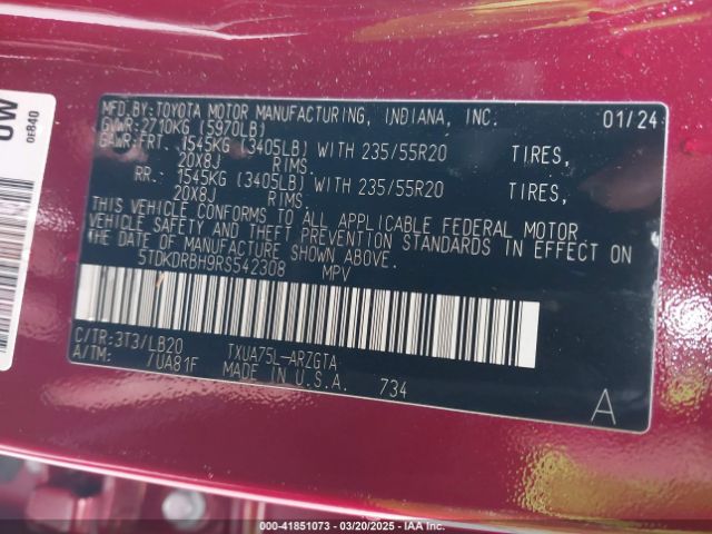 5TDKDRBH9RS542308 Toyota t24a-fts