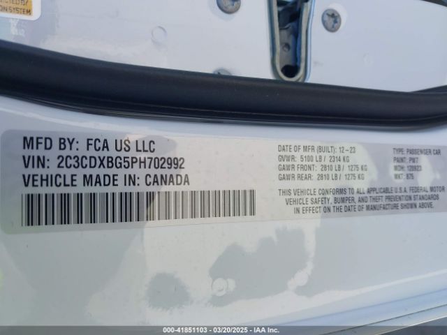 2C3CDXBG5PH702992 Dodge Charger Sxt