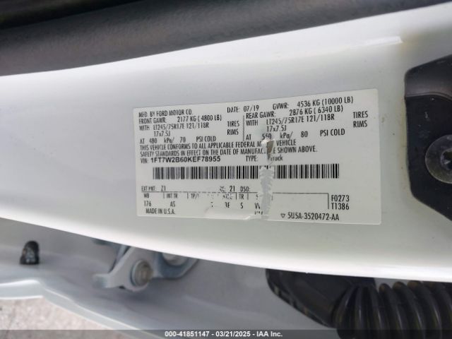 1FT7W2B60KEF78955 Ford 2019