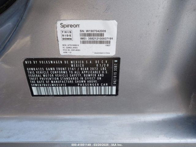 3VWCB7BU2LM031412 Volkswagen Jetta 1.4t R-line/1.4t S/1.4t Se