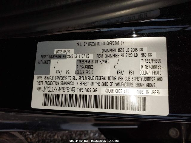 JM1GL1XY7M1615149 Mazda Mazda6 Signature