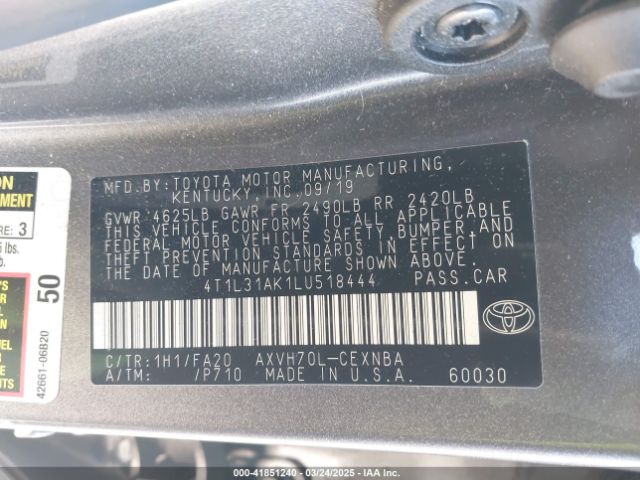 4T1L31AK1LU518444 Toyota Camry Le Hybrid