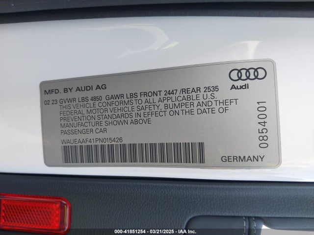 WAUEAAF41PN015426 Audi A4 Premium Plus 45 Tfsi S Line Quattro S Tronic