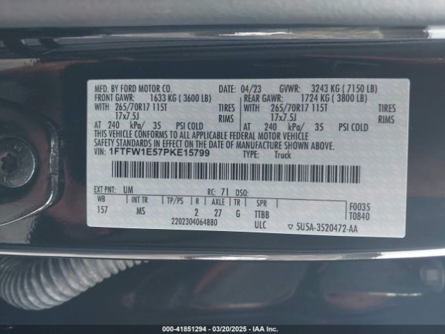 1FTFW1E57PKE15799 Ford F-150 Xlt