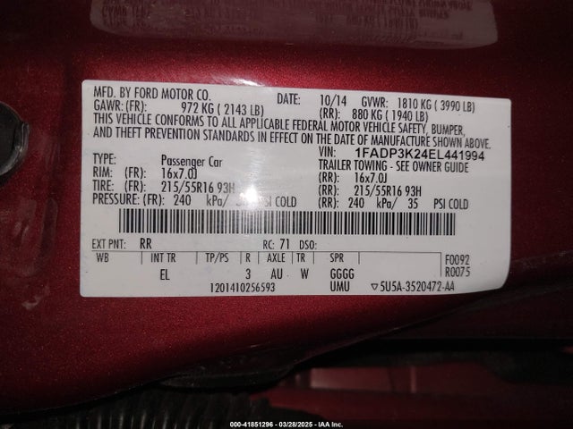 1FADP3K24EL441994 Ford FOCUS SE