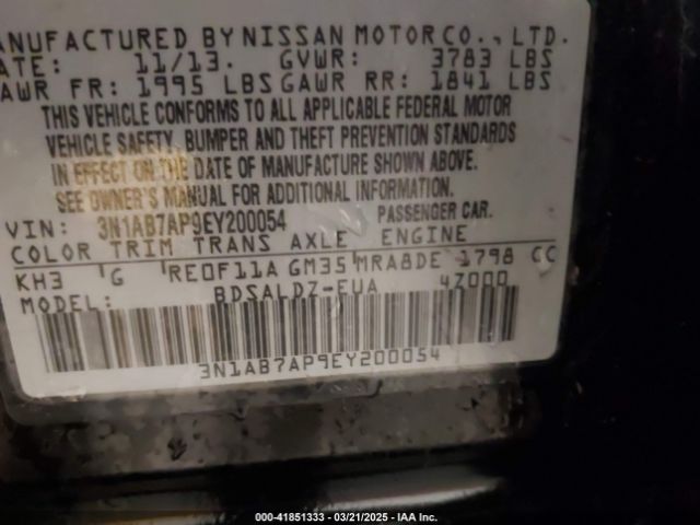 3N1AB7AP9EY200054 Nissan SENTRA SV