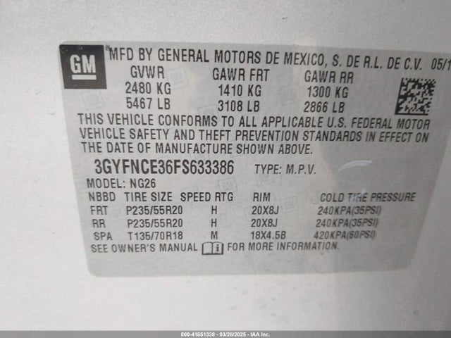 2015 CADILLAC SRX 3GYFNCE36FS633386 Photo 8