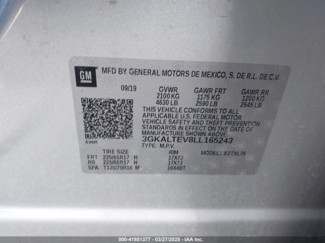 3GKALTEV8LL165243 GMC Terrain Awd Sle