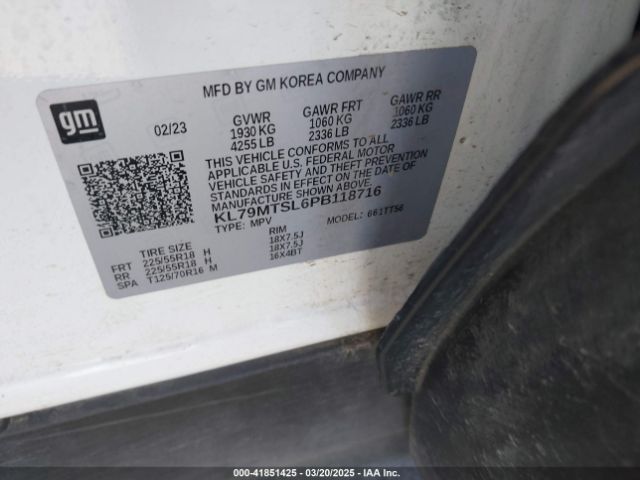 KL79MTSL6PB118716 Chevrolet Trailblazer Fwd Rs