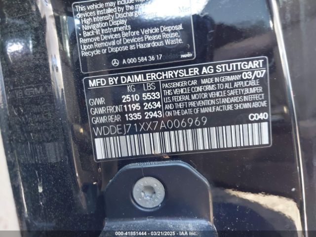 2007 MERCEDES-BENZ CL 550 WDDEJ71XX7A006969 Photo 8