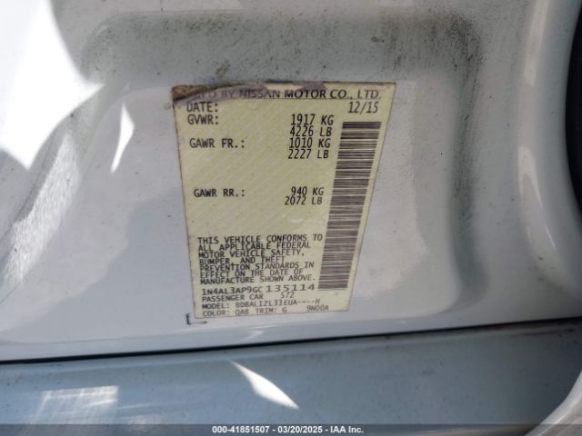 1N4AL3AP9GC135114 Nissan Altima 2.5 Sv