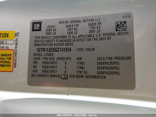 GMC SIERRA 1500 2016 1GTN1LEC6GZ141894 Image 9