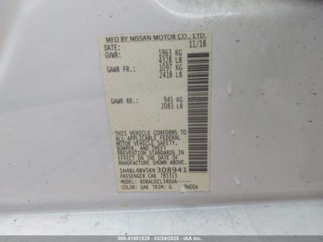 2019 NISSAN ALTIMA 1N4BL4BV5KN308941 Photo 8