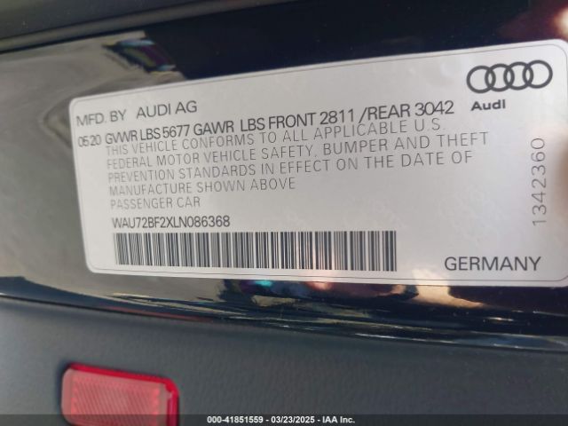 WAU72BF2XLN086368 Audi A6 Allroad Premium Plus 55 Tfsi Quattro S Tronic