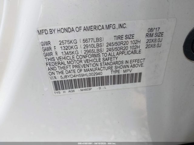 5J8YD4H59HL002940 Acura Mdx Technology Package
