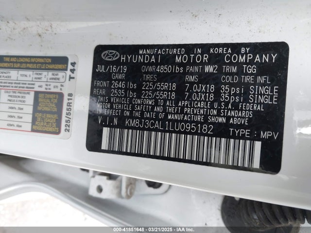 KM8J3CAL1LU095182 Hyundai TUCSON SEL