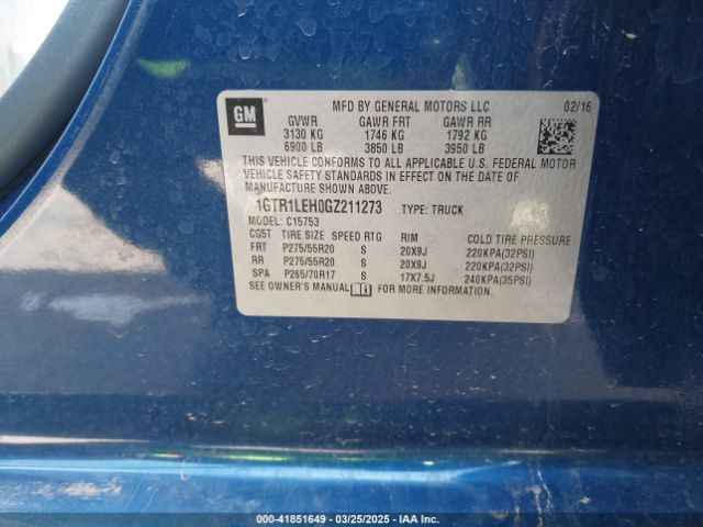 1GTR1LEH0GZ211273 GMC SIERRA 1500