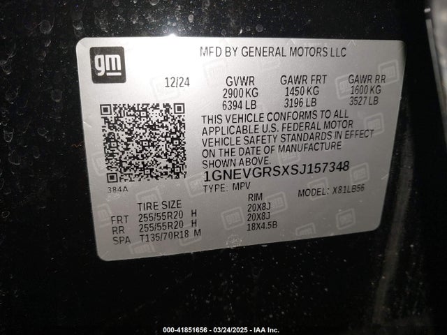 1GNEVGRSXSJ157348 Chevrolet Traverse Awd Lt