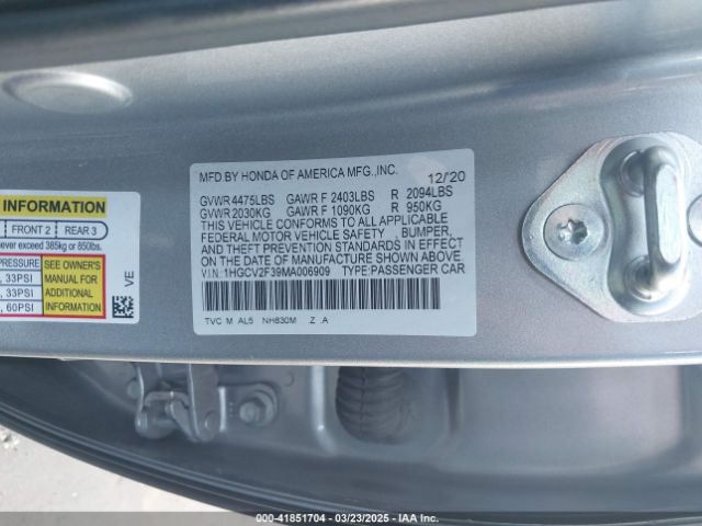 1HGCV2F39MA006909 Honda Accord Sport 2.0t