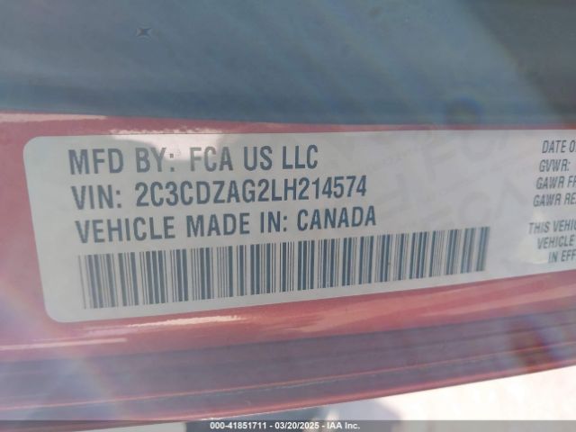 2C3CDZAG2LH214574 Dodge Challenger Sxt