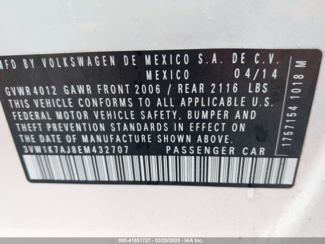 3VW1K7AJ8EM432707 Volkswagen Jetta 2.0l S