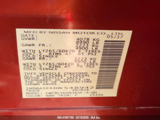 1N6BA1F44HN548942 Nissan Titan Xd Platinum Reserve Diesel