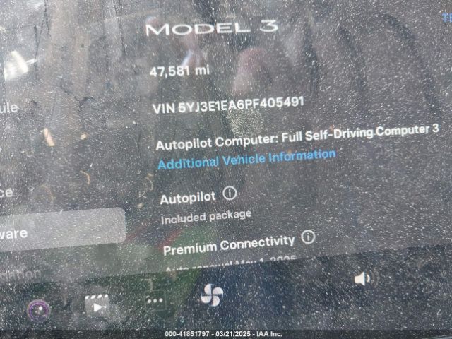 5YJ3E1EA6PF405491 Tesla Model 3 Rear-wheel Drive