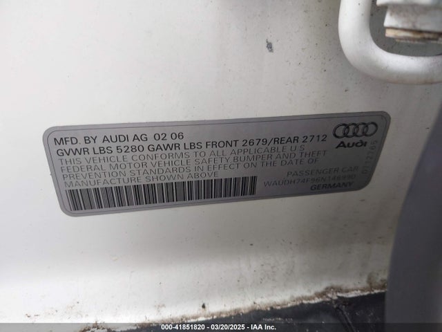 2006 AUDI A6 WAUDH74F96N146990 Photo 8