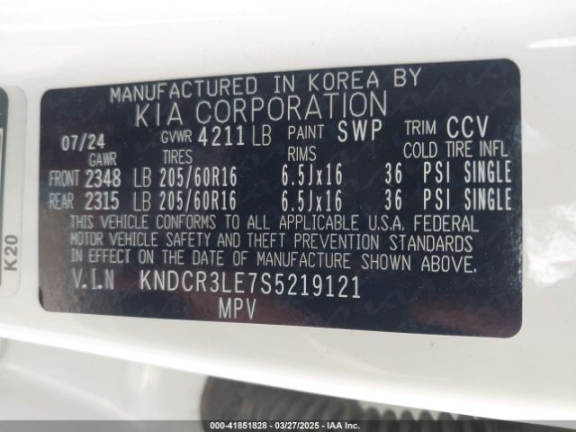KNDCR3LE7S5219121 KIA NIRO EX
