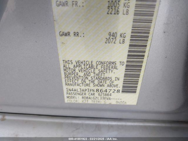 1N4AL3AP3FN864728 Nissan Altima 2.5 S