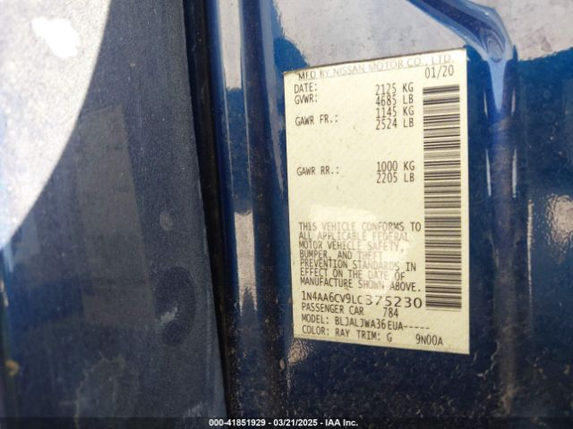 1N4AA6CV9LC375230 Nissan Maxima Sv Xtronic Cvt